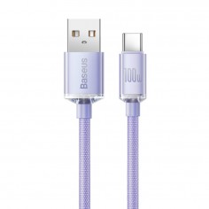Cablu  Crystal Shine USB to Type-C, 100W, 1.2m - Purple CAJY000405 2