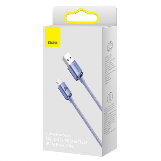 Cablu  Crystal Shine USB to Type-C, 100W, 1.2m - Purple CAJY000405