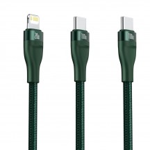 Cablu  Flash Series 2in1 Type-C to Type-C, Lightning 100W, 1.2m - Green CA1T2-F06