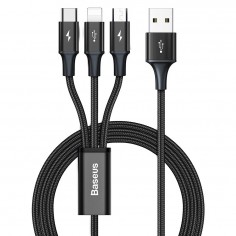 Cablu  Rapid Series 3in1 USB to Type-C, Lightning, Micro-USB 3.5A, 1.2m - Black CAJS000001