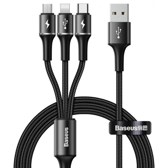 Cablu  Halo data 3-in-1 Cable USB For M+L+T 3.5A 1.2m - Black CAMLT-HA01