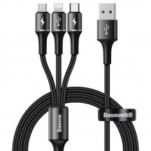 Cablu Baseus Halo data 3-in-1 Cable USB For M+L+T 3.5A 1.2m - Black CAMLT-HA01