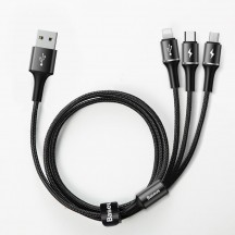 Cablu  Halo data 3-in-1 Cable USB For M+L+T 3.5A 1.2m - Black CAMLT-HA01