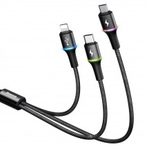 Cablu  Halo data 3-in-1 Cable USB For M+L+T 3.5A 1.2m - Black CAMLT-HA01