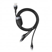 Cablu  Flash Series 3in1 USB to Type-C, Lightning, Micro-USB 66W, 1.2m - Gray CA1T3-G1