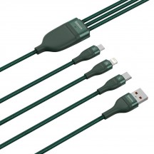 Cablu  Flash Series 3in1 USB to Type-C, Lightning, Micro-USB 66W, 1.2m - Green CA1T3-06