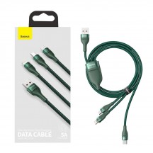 Cablu  Flash Series 3in1 USB to Type-C, Lightning, Micro-USB 66W, 1.2m - Green CA1T3-06