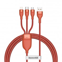 Cablu  Flash Series 3in1 USB to Type-C, Lightning, Micro-USB 66W, 1.2m - Orange CA1T3-07