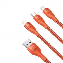 Cablu  Flash Series 3in1 USB to Type-C, Lightning, Micro-USB 66W, 1.2m - Orange CA1T3-07