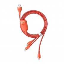 Cablu  Flash Series 3in1 USB to Type-C, Lightning, Micro-USB 66W, 1.2m - Orange CA1T3-07