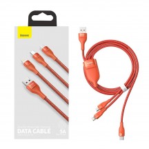 Cablu  Flash Series 3in1 USB to Type-C, Lightning, Micro-USB 66W, 1.2m - Orange CA1T3-07