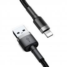 Cablu Baseus Cafule USB to Lightning, 1.5A, 2m - Gray Black CALKLF-CG1