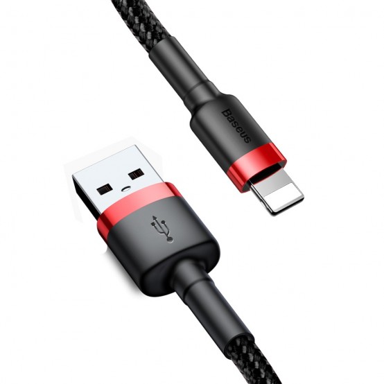 Cablu  Cafule USB to Lightning, 1.5A, 2m - Red Black CALKLF-C19