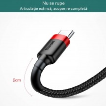 Cablu  Cafule USB to Type-C, 2A, 2m - Red Black CATKLF-C91