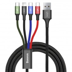 Cablu  4in1 USB to Lightning, 2 x Type-C, Micro-USB, 3.5A, 1.2m - Black CA1T4-B01