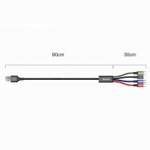 Cablu  4in1 USB to Lightning, 2 x Type-C, Micro-USB, 3.5A, 1.2m - Black CA1T4-B01