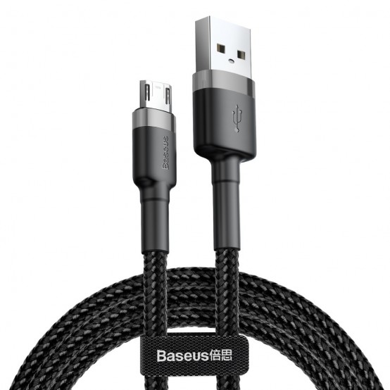 Cablu  Cafule USB to Micro-USB, 1.5A, 2m - Gray Black CAMKLF-CG1