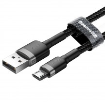 Cablu  Cafule USB to Micro-USB, 1.5A, 2m - Gray Black CAMKLF-CG1