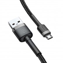 Cablu  Cafule USB to Micro-USB, 1.5A, 2m - Gray Black CAMKLF-CG1