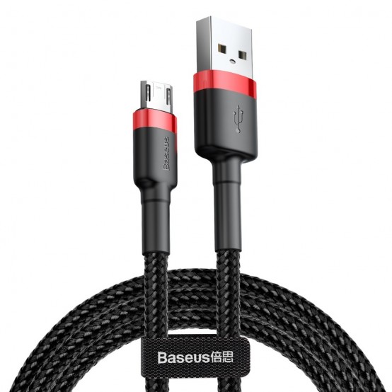 Cablu  Cafule USB to Micro-USB, 1.5A, 2m - Red Black CAMKLF-C91