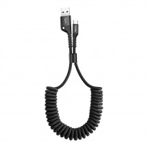 Cablu Baseus Fish Eye Spring USB to Type-C, 2A, 1m - Black CATSR-01