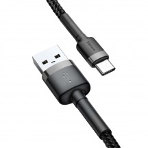 Cablu  Cafule USB to Type-C, 2A, 3m - Gray Black CATKLF-UG1