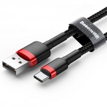 Cablu  Cafule USB to Type-C, 2A, 3m - Red Black CATKLF-U91