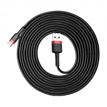 Cablu  Cafule USB to Type-C, 2A, 3m - Red Black CATKLF-U91