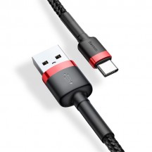 Cablu  Cafule USB to Type-C, 2A, 3m - Red Black CATKLF-U91