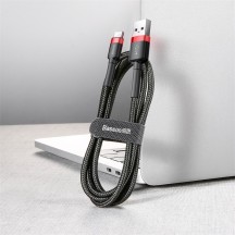 Cablu  Cafule USB to Type-C, 2A, 3m - Red Black CATKLF-U91