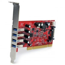 Adaptor StarTech.com 4 Port PCI SuperSpeed (5Gbps) USB 3.0 Adapter Card with SATA / SP4 Power PCIUSB3S4