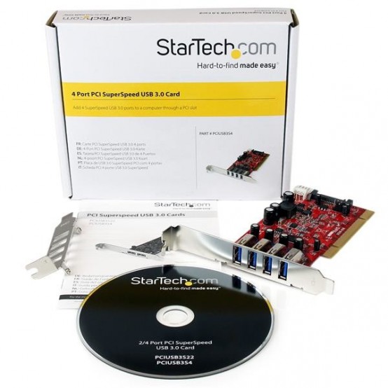 Adaptor StarTech.com 4 Port PCI SuperSpeed (5Gbps) USB 3.0 Adapter Card with SATA / SP4 Power PCIUSB3S4