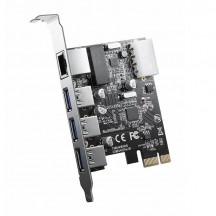 Adaptor Orico 3 port-uri USB 3.0 si LAN PNU-3A1R-BK