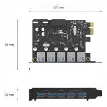 Adaptor Orico 5 Port-uri USB 3.0 PCI-Express Card PVU3-5O2I-V1