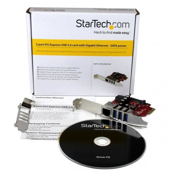 Adaptor StarTech.com 3-Port PCI Express USB 3.0 Card + Gigabit Ethernet PEXUSB3S3GE