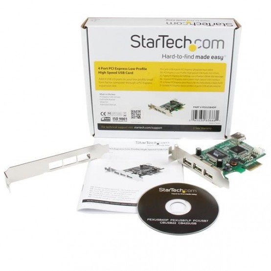 Adaptor StarTech.com 4 Port PCI Express Low Profile High Speed USB Card PEXUSB4DP