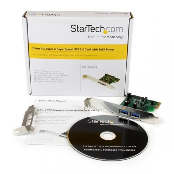 Adaptor StarTech.com 2 Port PCI Express PCIe SuperSpeed (5Gbps) USB 3.0 Card Adapter with UASP - SATA Power PEXUSB3S24