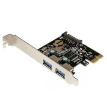 Adaptor StarTech.com 2 Port PCI Express PCIe SuperSpeed (5Gbps) USB 3.0 Controller Card w/ SATA Power PEXUSB3S23