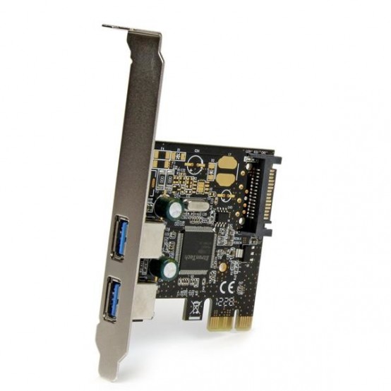 Adaptor StarTech.com 2 Port PCI Express PCIe SuperSpeed (5Gbps) USB 3.0 Controller Card w/ SATA Power PEXUSB3S23