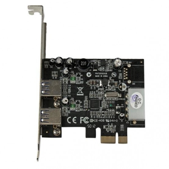 Adaptor StarTech.com 2 Port PCI Express PCIe SuperSpeed (5Gbps) USB 3.0 Card Adapter with UASP - LP4 Power PEXUSB3S25
