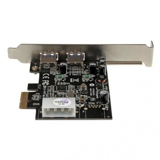 Adaptor StarTech.com 2 Port PCI Express PCIe SuperSpeed (5Gbps) USB 3.0 Card Adapter with UASP - LP4 Power PEXUSB3S25