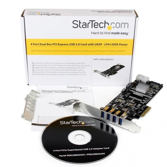 Adaptor StarTech.com 4 Port PCI Express PCIe SuperSpeed (5Gbps) USB 3.0 Card Adapter w/ 2 Dedicated 5Gbps Channels - UASP - SAT