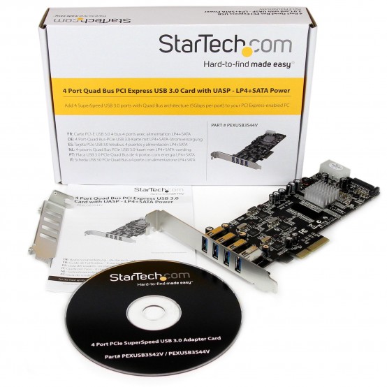 Adaptor StarTech.com 4 Port USB 3.0 PCIe Card w/ 4 Dedicated 5Gbps Channels (USB 3.2 Gen 1) - UASP - SATA / LP4 Power - PCI Exp