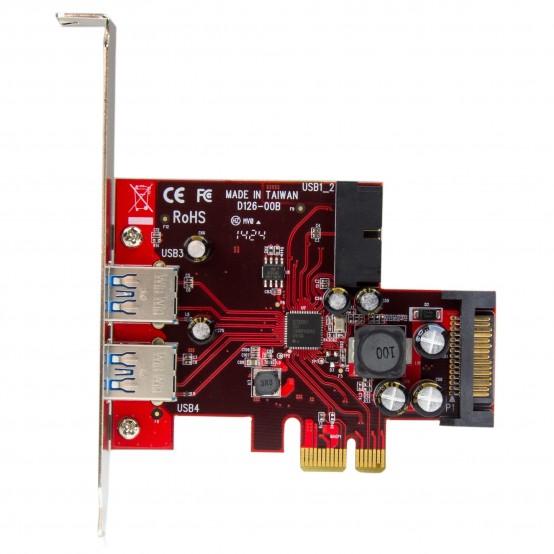 Adaptor StarTech.com 4 Port PCI Express USB 3.0 Card - 5Gbps - 2 External & 2 Internal - SATA Power - UASP Support - 2x Interna