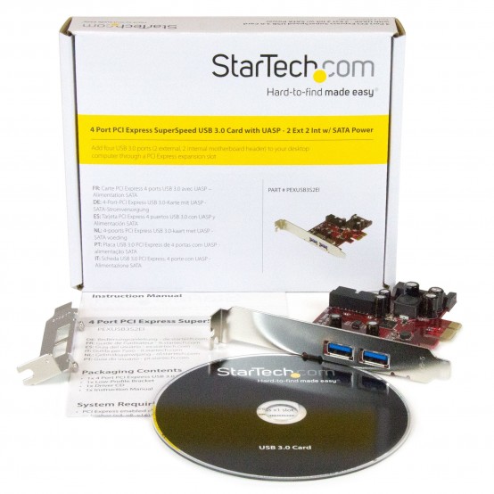 Adaptor StarTech.com 4 Port PCI Express USB 3.0 Card - 5Gbps - 2 External & 2 Internal - SATA Power - UASP Support - 2x Interna