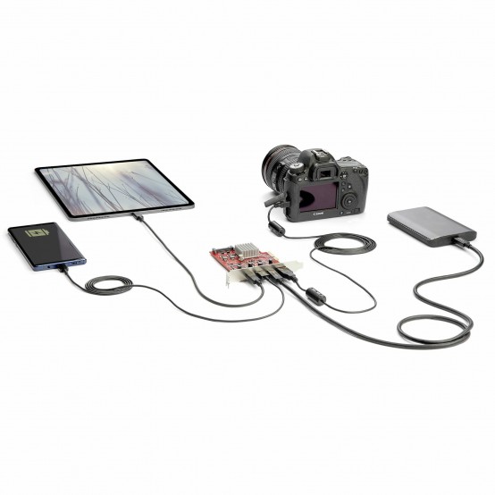 Adaptor StarTech.com 4-Port USB PCIe Card - 10Gbps USB PCI Express Expansion Card w/ 2 Controllers - 2x USB-C & 2x USB-A ports
