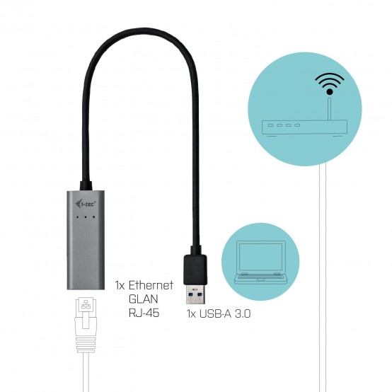 Placa de retea iTec USB 3.0 Metal Gigabit Ethernet Adapter U3METALGLAN