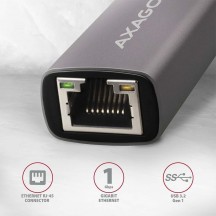 Placa de retea Axagon Type-C USB3.2 Gen 1 - Gigabit Ethernet 10/100/1000 Adapter, metal, titan gre ADE-TRC