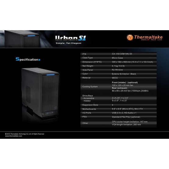 Carcasa Thermaltake Urban S1 CA-1A8-00M1NN-00