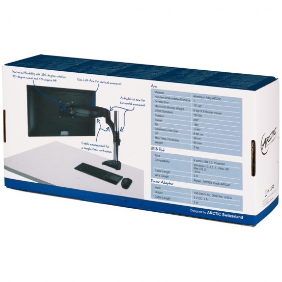Suport Arctic Suport cu hub USB 3.0 pentru monitor Z1-3D ARCTC_Z13D